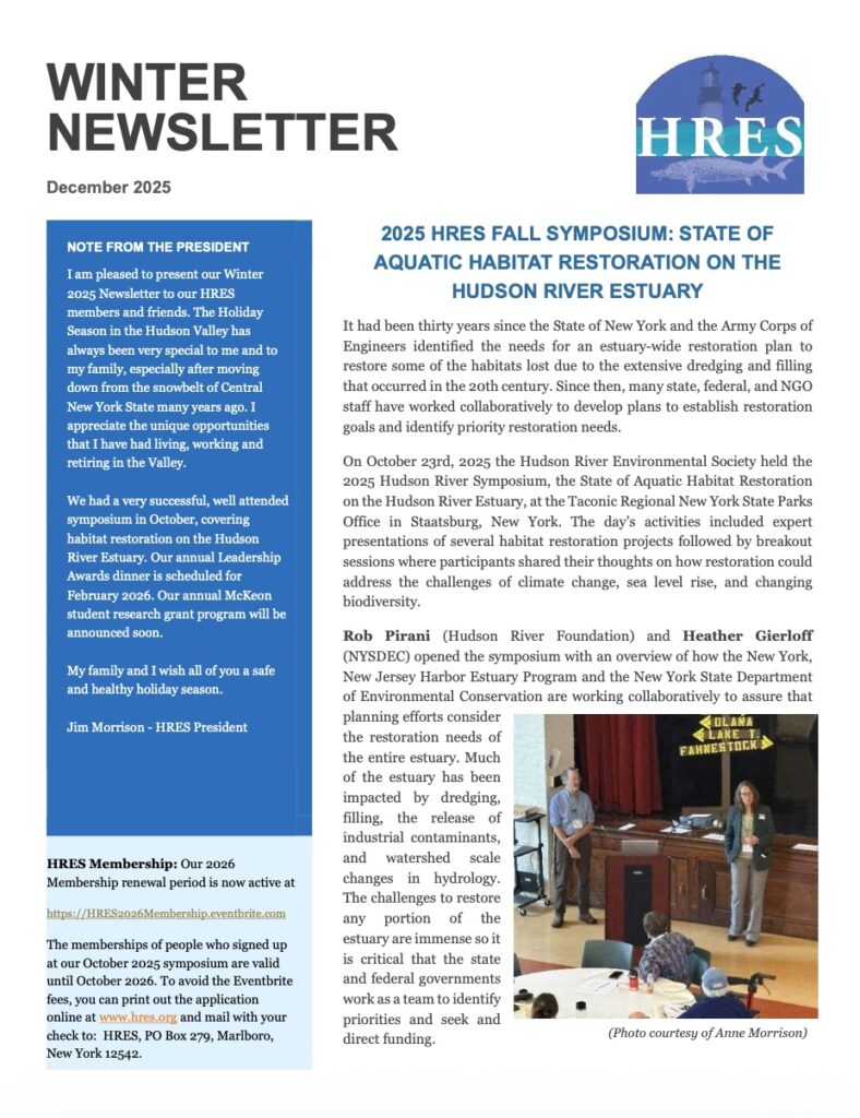 HRES Winter 2025 newsletter cover.
